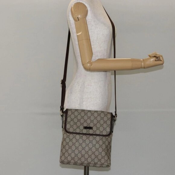 GUCCI GG Supreme Shoulder Bag PVC Leather Beige 223666 Auth ep11388 - Picture 1 of 16